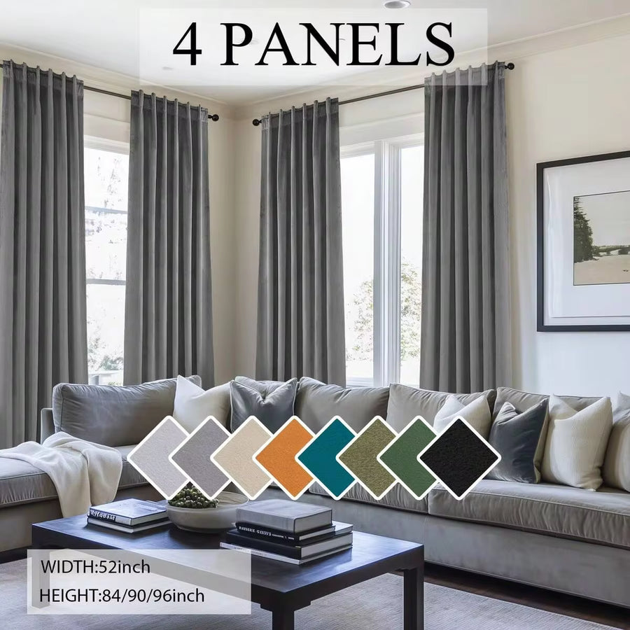 4 Panels Velvet Curtains Olive Green Blackout Elegant Rod Pocket Warm Curtains Room Darkening Curtains In Winter For Living Room Bedroom Privacy Decor Machine Washable