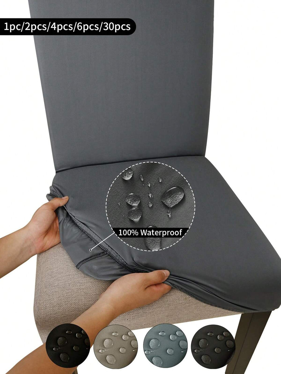 1pc/2pcs/4pcs/6pcs/30pcs Meteorite Gray Waterproof Milk Silk Coated Chair Covers, Classic Minimalist Design, Dust & Stain Resistant Stretch Chair Slipcovers, Suitable For Hotel, Restaurant, Living Room Chairs, Black, Light Gray, Khaki